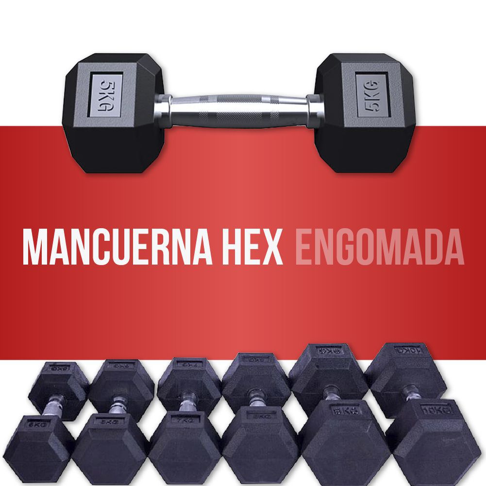 Mancuerna Hex Engomada 7Kg (por unidad)  G-fitness Lideres en Equipamiento  de GYM - Gfitness Argentina