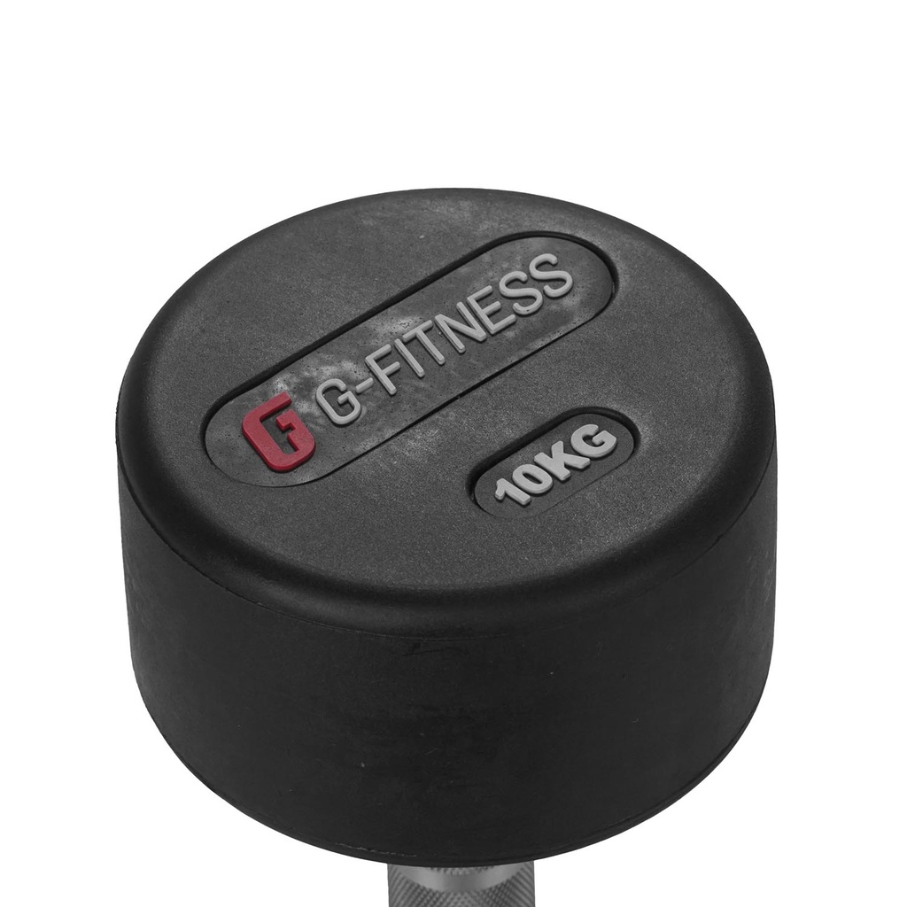 Mancuerna redonda engomada 10kg con logo GFITNESS (por unidad)