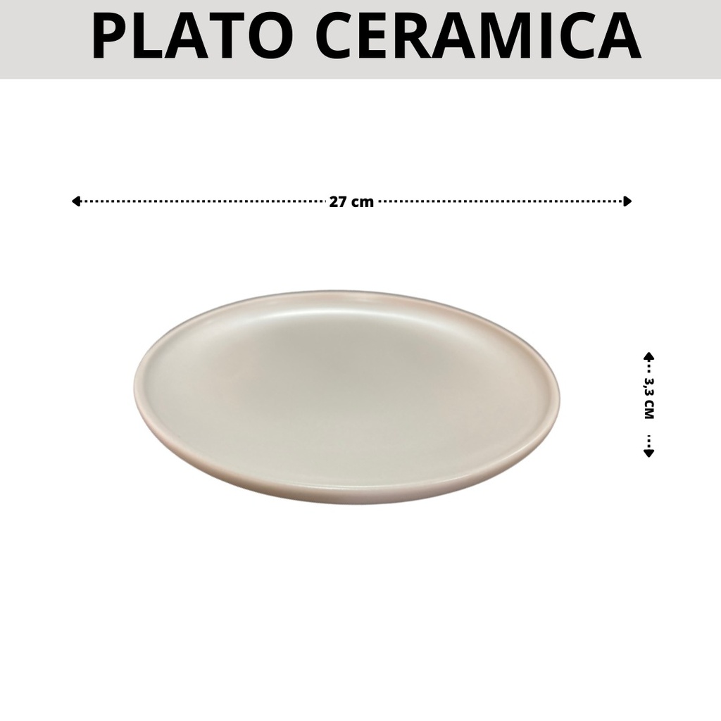 Plato Llano Esmaltado Mate Beige de 10,5 pulgadas (27cm)