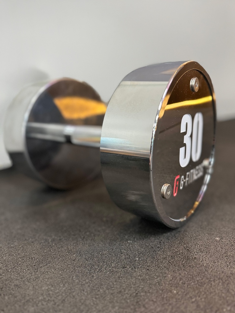 Mancuerna cromada con logo G-Fitness 30KG