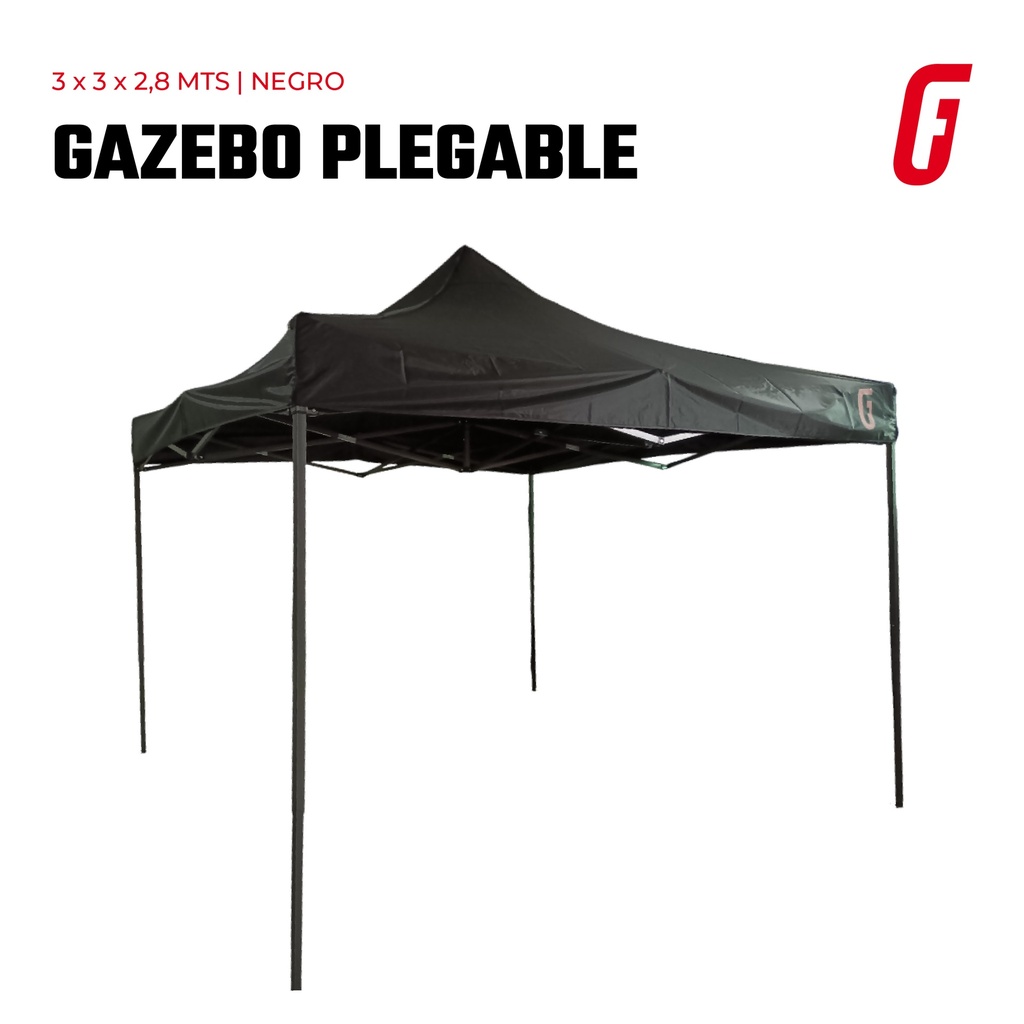 Gazebo Plegable - 3 x 3 mtrs - Negro