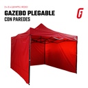 Gazebo Plegable con Paredes - 3 x 3 mtrs - Rojo