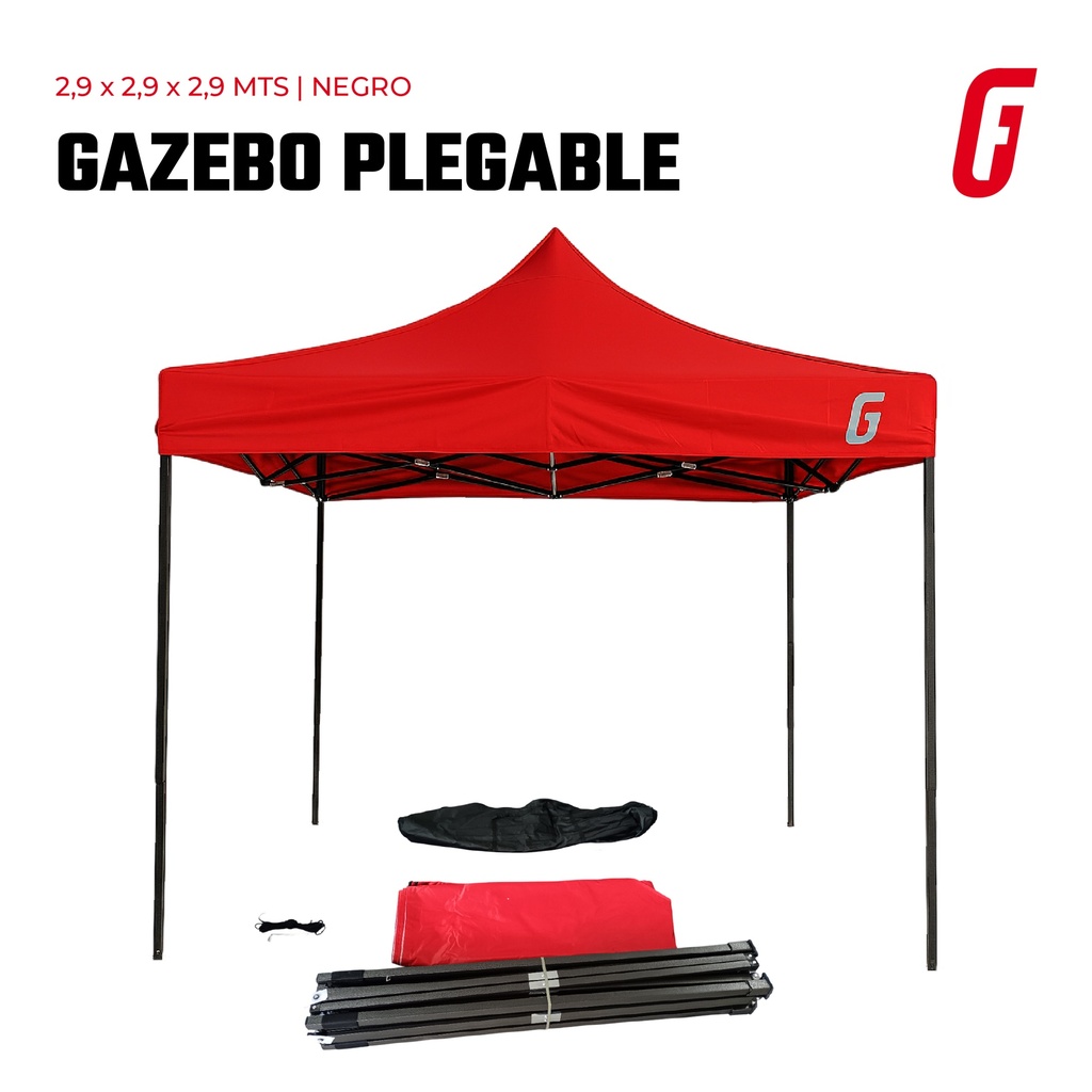Gazebo Plegable con Paredes - 3 x 3 mtrs - Rojo