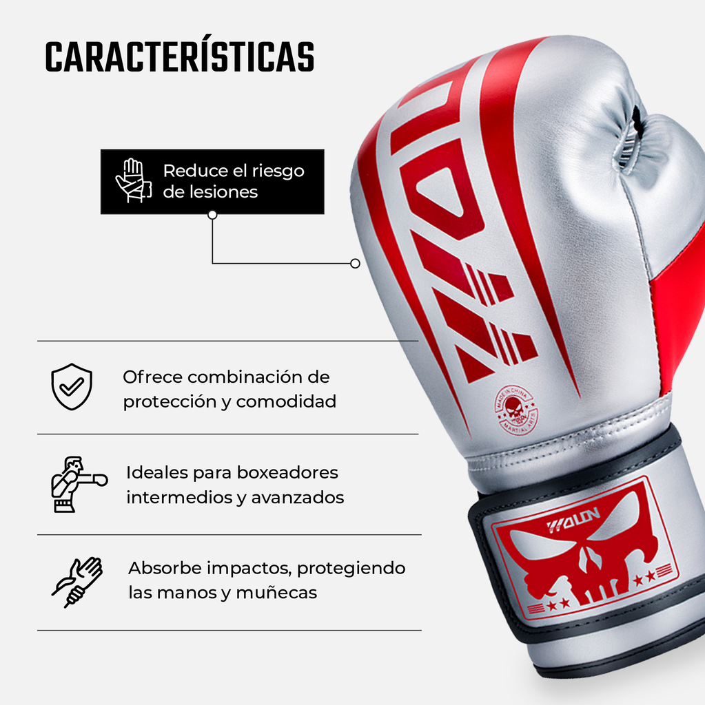 Guantes de Boxeo Gris/Rojo 12oz (Por par)