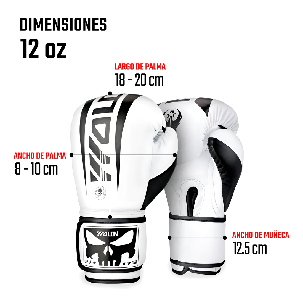 Guantes de Boxeo Blanco/Negro 12oz Mod Q2(Por par)