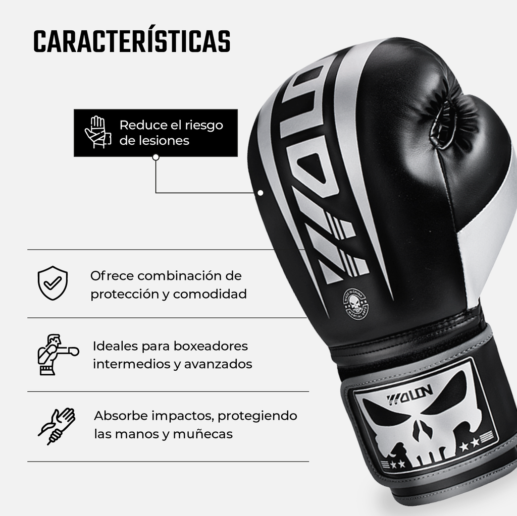 Guantes de Boxeo Negro/Gris 14oz (Por par)