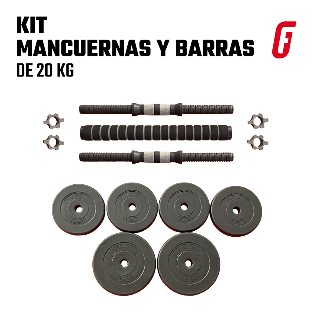 Kit Mancuernas y Barras 20kg