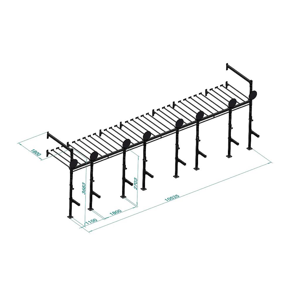 Estructura GFITNESS 10m c/pasamanos