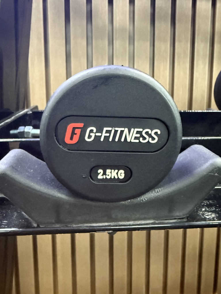 Mancuerna redonda engomada 2,5kg con logo GFITNESS (por unidad)