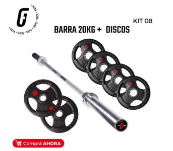 Kit 08: Barra Olimpica 20kg + 30kg en Discos