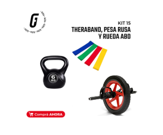 Kit 15: Theraband, Pesa Rusa y Rueda abd.