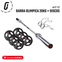 Kit 17: Barra olimpica 10kg + Discos Bumper