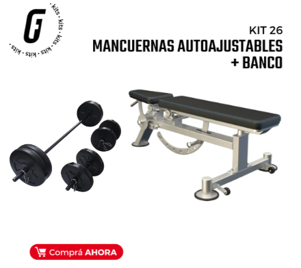 KIT 26: Mancuernas autoajustables + Banco