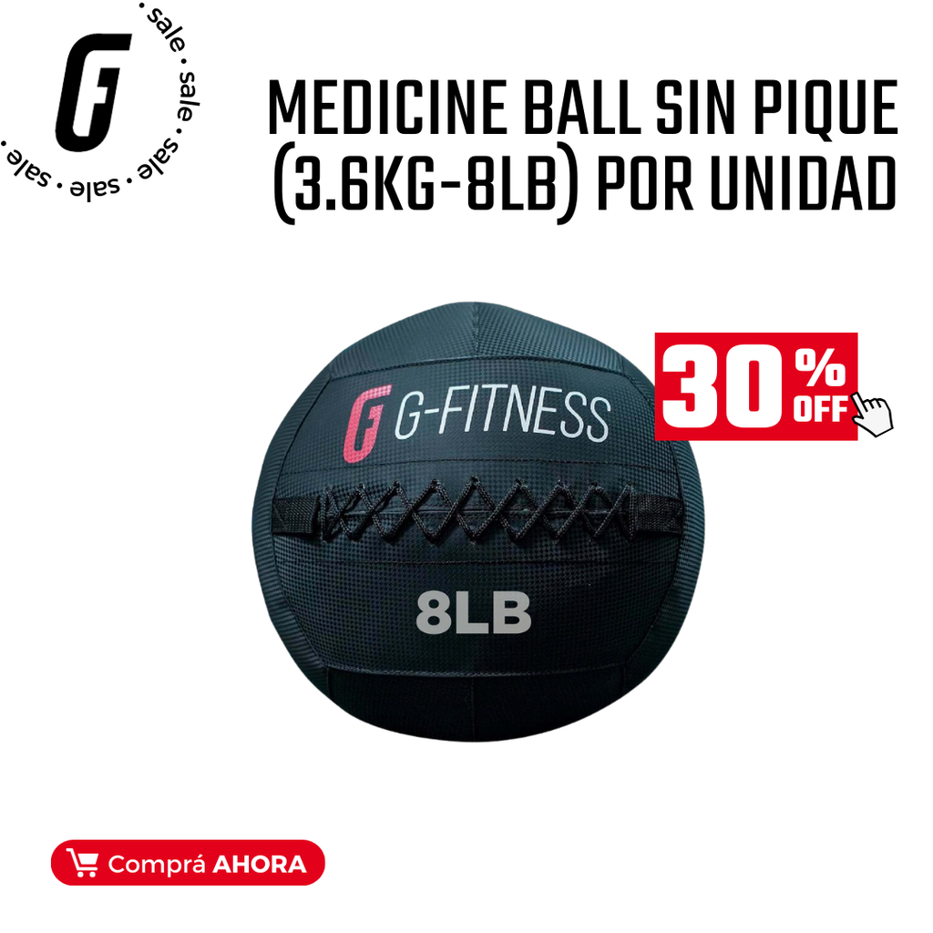 Medicine Ball sin pique (3.6kg-8Lb) Por Unidad. Rotulo Libras
