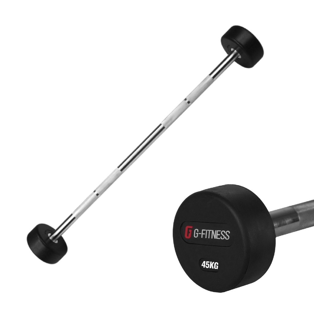Barra recta peso fijo 45kg con logo GFITNESS