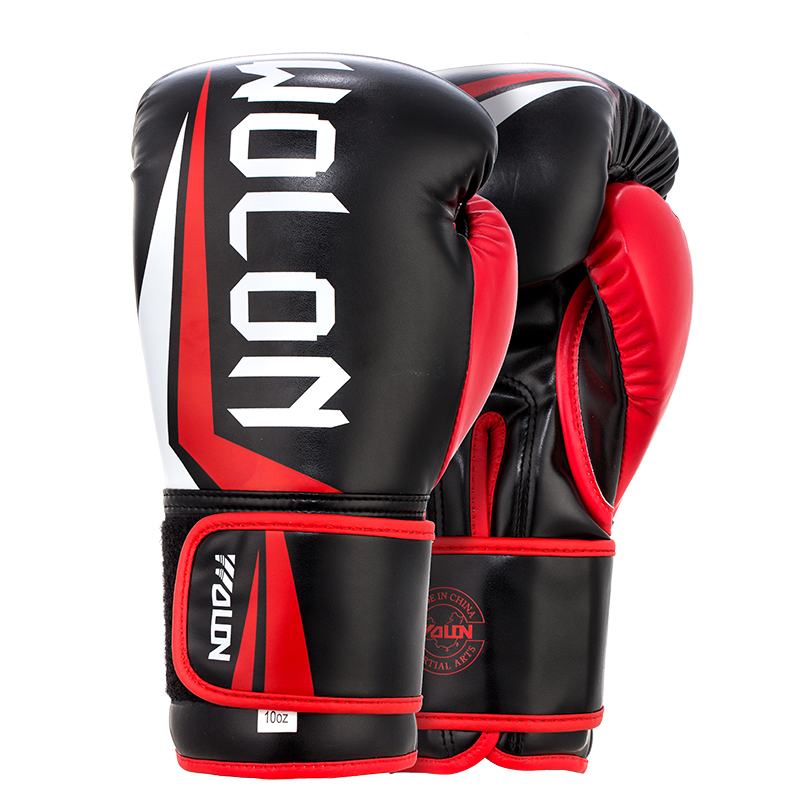 Guantes de Boxeo Mod PU-E Negro/Rojo 12oz (Por Par)