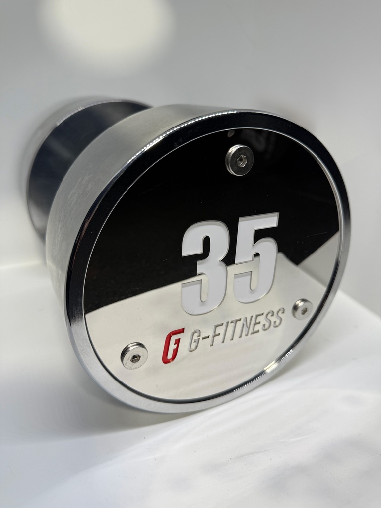 Mancuerna cromada con logo G-Fitness 35KG