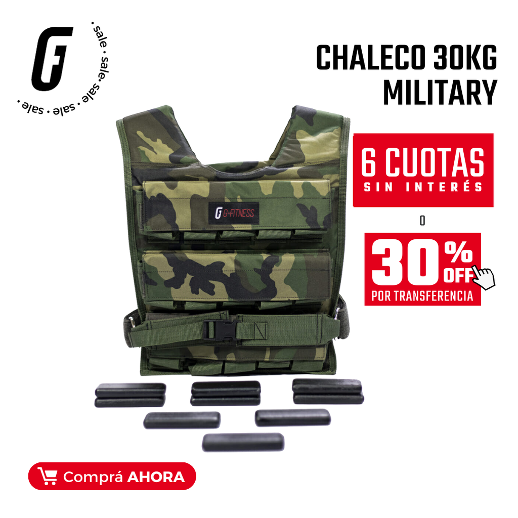 Chaleco 30kg Military  G-fitness Lideres en Equipamiento de GYM - Gfitness  Argentina