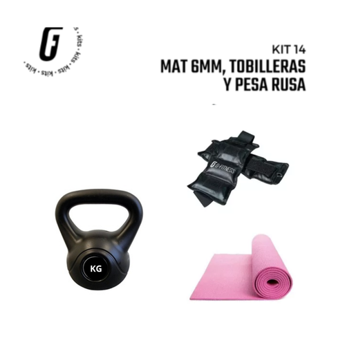 [kit14-] Kit 14: Mat TPE, tobilleras y Pesa Rusa