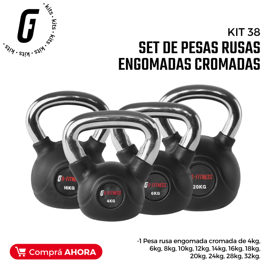 Pesa rusa engomada cromada 10kg  G-fitness Lideres en Equipamiento de GYM  - Gfitness Argentina