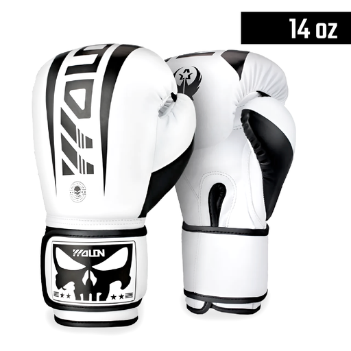 [BOX32] Guantes de Boxeo Blanco/Negro 14oz mod Q2 (Por par)