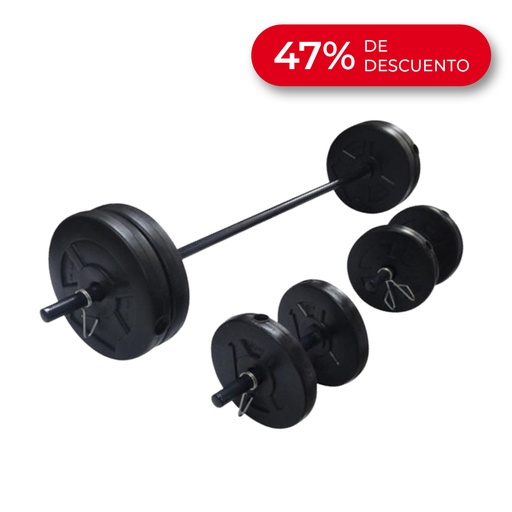 [IP-CEMENTSET35] Set de Barra, Mancuernas y Discos 30KG