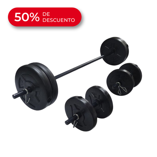 [IP-CEMENTSET35] Set de Barra, Mancuernas y Discos 30KG