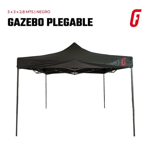 [STEEL-GAZEBO-S2.1-1-black] Gazebo Plegable - 3 x 3 mtrs - Negro