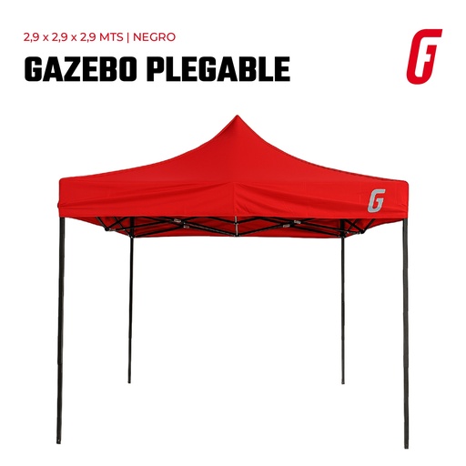 [STEEL-GAZEBO-S2.1-1-red] Gazebo Plegable - 3 x 3 mtrs - Rojo