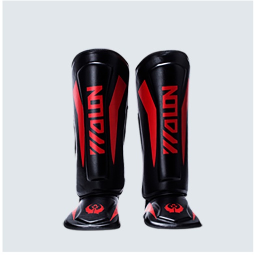 Canillera / Tibiales con Empeine (por par) - Negro y Rojo - BOX45